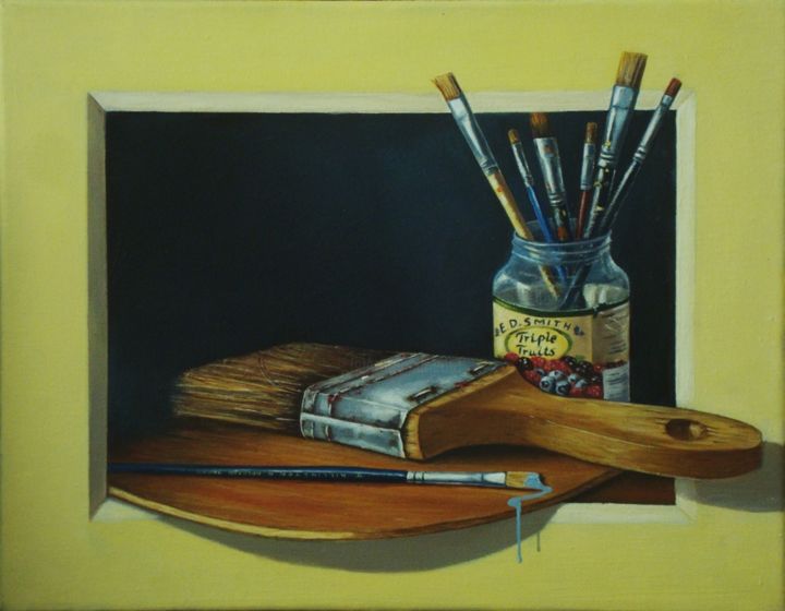 Painting titled "Tribute to Brushes" by Nino Dobrosavljevic, Original Artwork, Oil