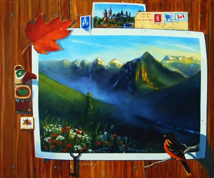 Pintura titulada "Visitor" por Nino Dobrosavljevic, Obra de arte original, Oleo Montado en Bastidor de camilla de madera