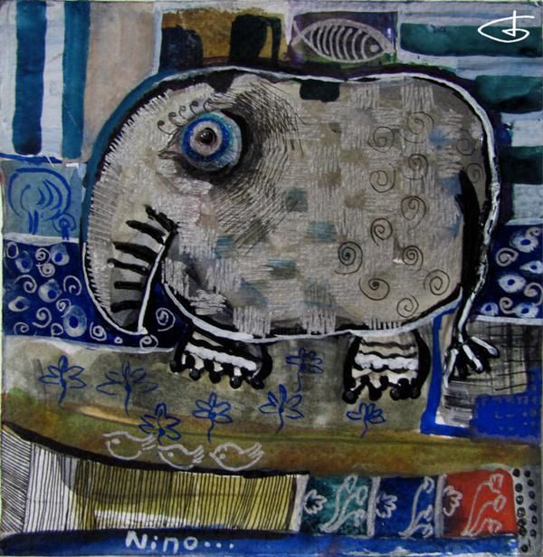 Painting titled "Elephant.__Paper,_W…" by Nino Dzidzikashvili, Original Artwork
