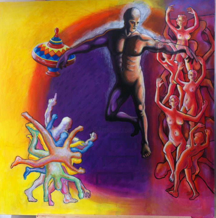 Painting titled "Dance macabre" by Nino. Estermano, Original Artwork, Acrylic