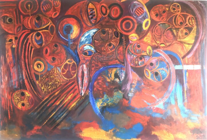 Pintura intitulada "Dialeto dos tempos…" por Nino Trindade Nilton Piores Da Trindade, Obras de arte originais, Óleo