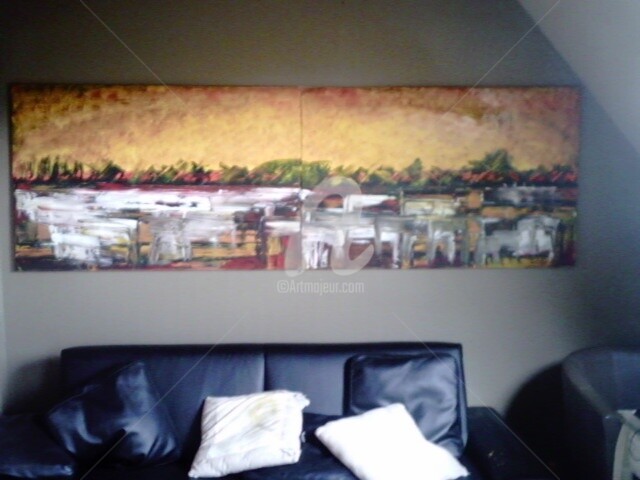 Painting titled "manilla skyline" by Nino Vanhoorneweder, Original Artwork, Oil