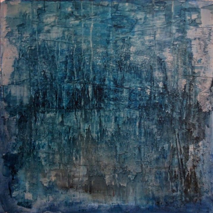 Painting titled "blaze of blue" by Nino Anin, Original Artwork, Acrylic
