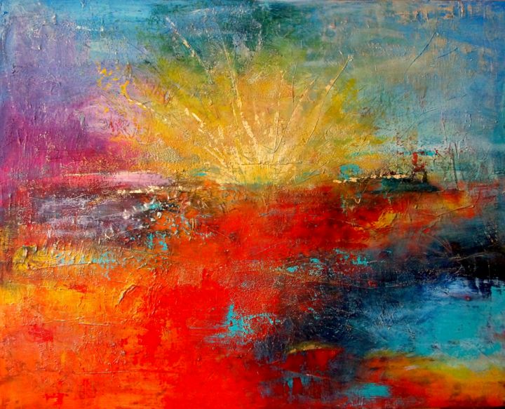 Painting titled "sunrise" by Nino Anin, Original Artwork, Acrylic