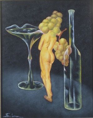Pintura titulada "between the glass a…" por Ninoscimeca, Obra de arte original, Oleo