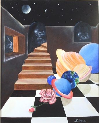 Pintura titulada "Meeting planet's" por Ninoscimeca, Obra de arte original, Oleo