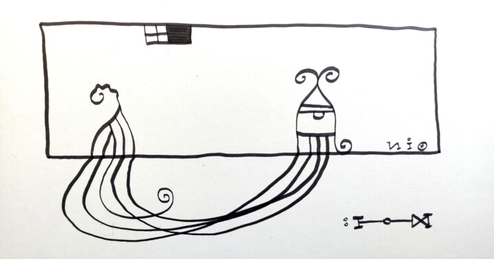 Dibujo titulada "osmose 2" por Nio, Obra de arte original, Rotulador