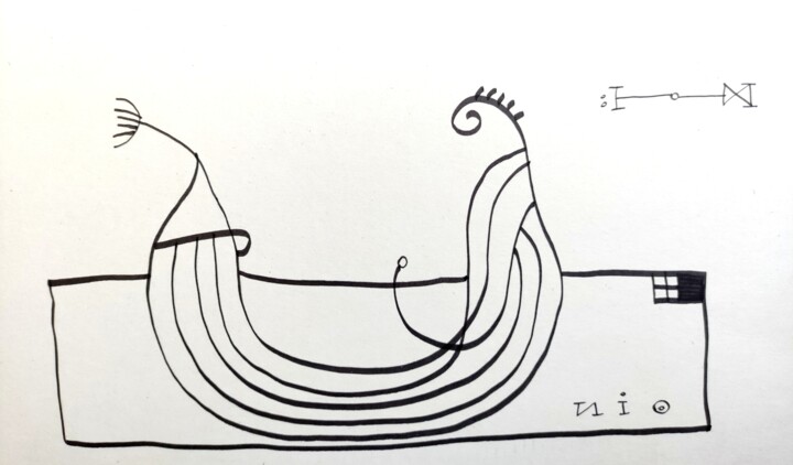 Disegno intitolato "osmose 7" da Nio, Opera d'arte originale, Pennarello