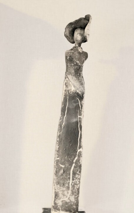 Sculpture titled "raku nu" by Marie Juge, Original Artwork, Ceramics Mounted on Metal