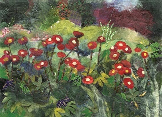 Peinture intitulée "Blossom in Red" par Nira Schwartz, Œuvre d'art originale