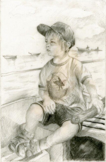 Peinture intitulée "Young Skipper" par Nira Schwartz, Œuvre d'art originale