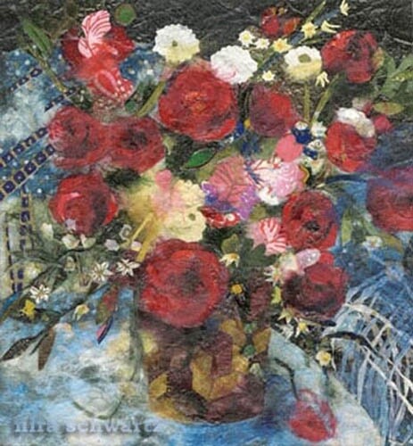 Pintura intitulada "Flowers in a basket" por Nira Schwartz, Obras de arte originais