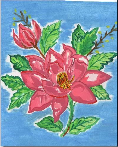 Painting titled "Wild Rose" by Ranjana Dharmaraj, Original Artwork