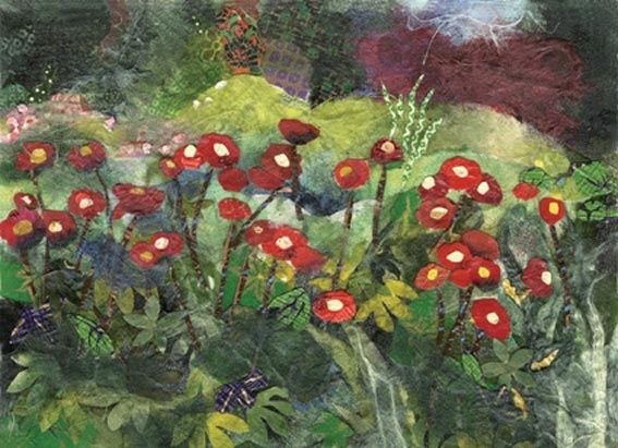 Pintura titulada "Blossom in Red" por Nira Schwartz, Obra de arte original