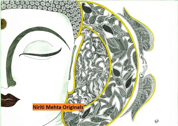 Pintura titulada "budha-balance.jpg" por Niriti Mehta Jain, Obra de arte original