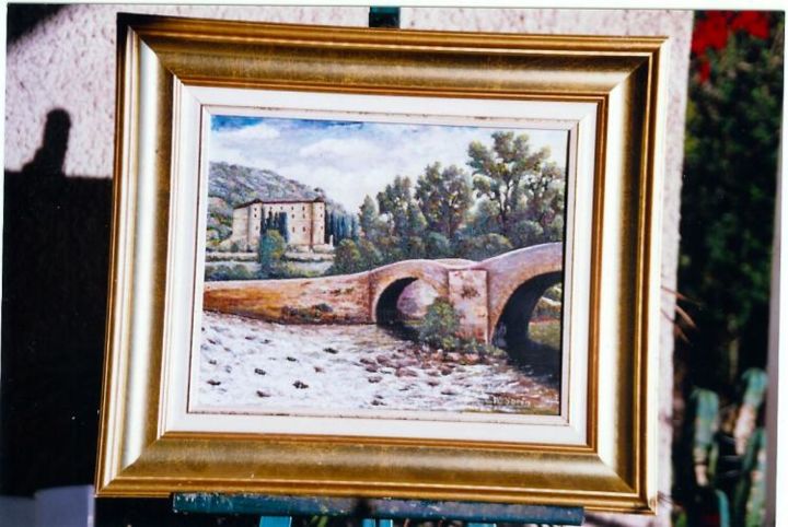 Peinture intitulée "Petit pont dans le…" par Renzo Ronchi, Œuvre d'art originale