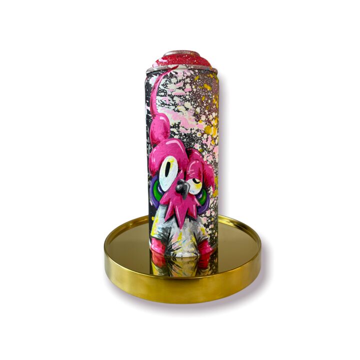Scultura intitolato "Pink Owl Spray Paint" da Nite Owl, Opera d'arte originale, Acrilico