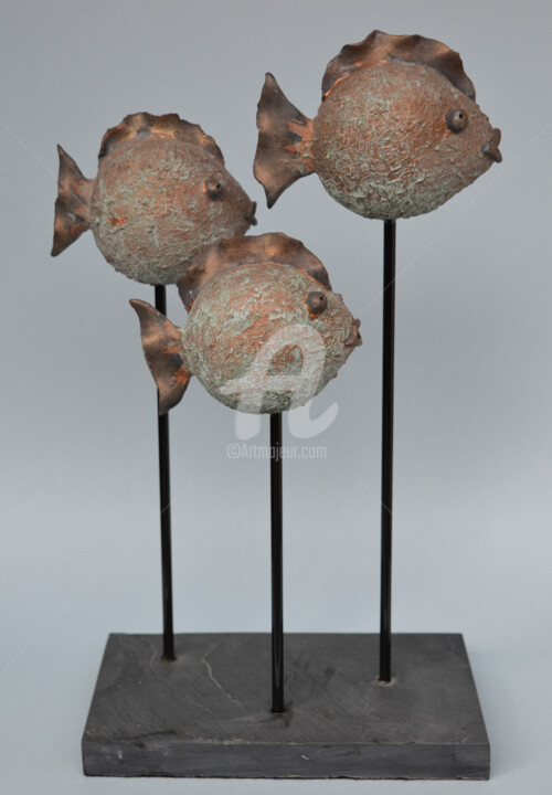 Sculpture titled "vissen" by Martin Langezaal, Original Artwork, Ceramics