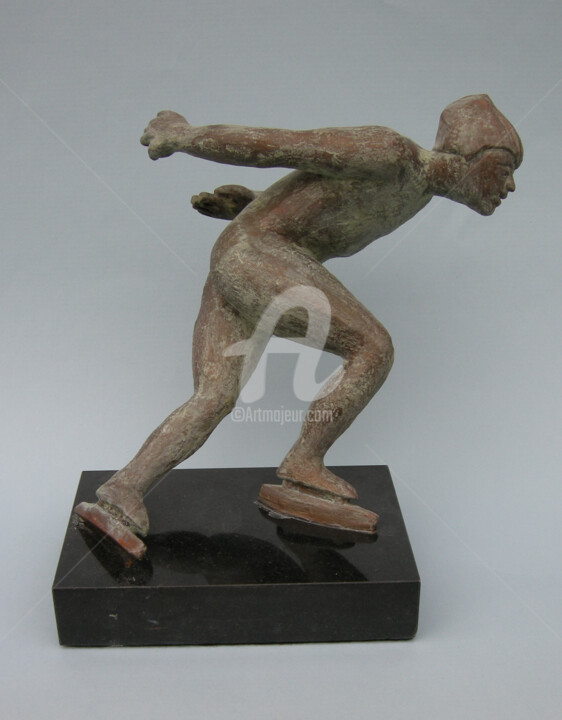 Scultura intitolato "schaatser" da Martin Langezaal, Opera d'arte originale, Ceramica