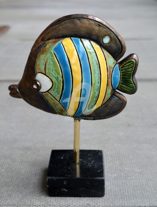 雕塑 标题为“vis op marmer voet” 由Martin Langezaal, 原创艺术品, 陶瓷
