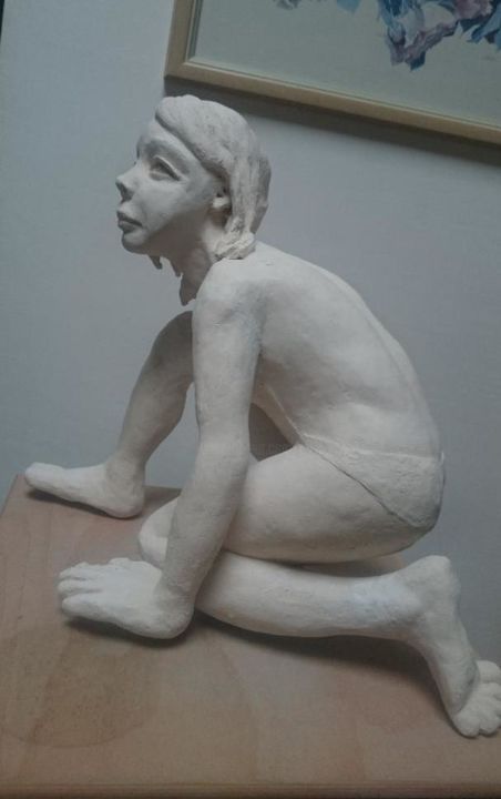 Sculpture titled "A la plage" by Chrysanthou, Original Artwork, Clay