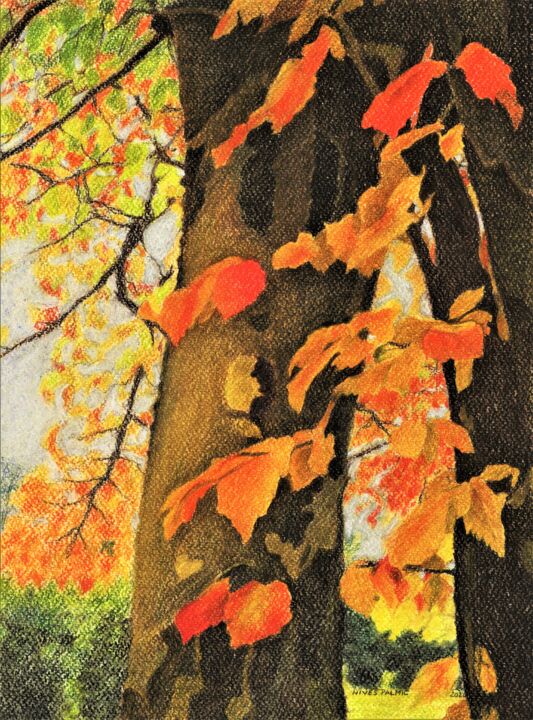 Drawing titled "AUTUMN FAIRY III" by Nives Palmić, Original Artwork, Pastel