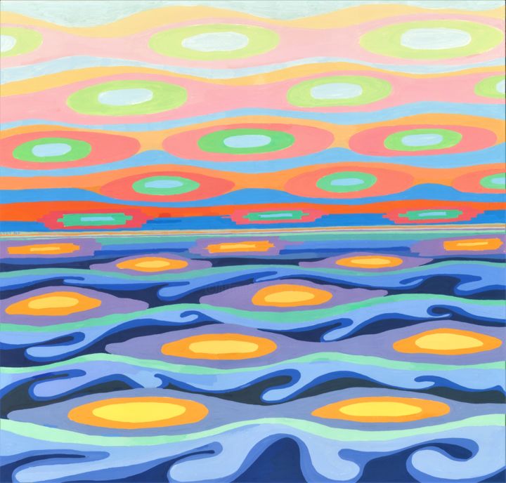 Painting titled "SEA AND SKY I" by Nives Palmić, Original Artwork, Gouache
