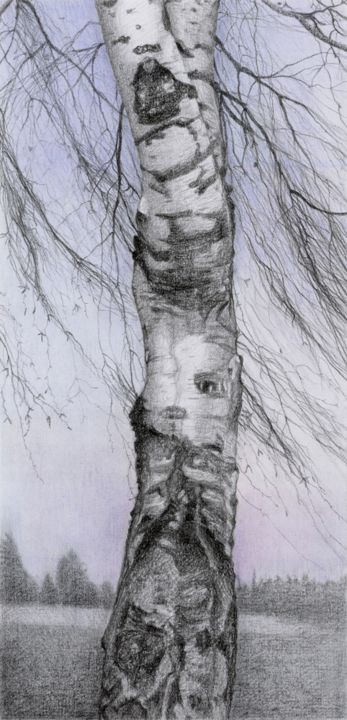 Dibujo titulada "BIRCH BODY" por Nives Palmić, Obra de arte original, Pastel