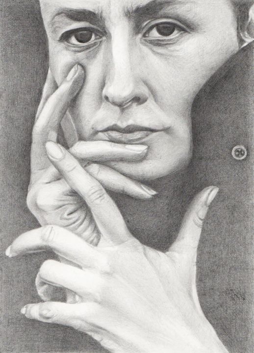 Drawing titled "GEORGIA O'KEEFFE Gr…" by Nives Palmić, Original Artwork, Graphite