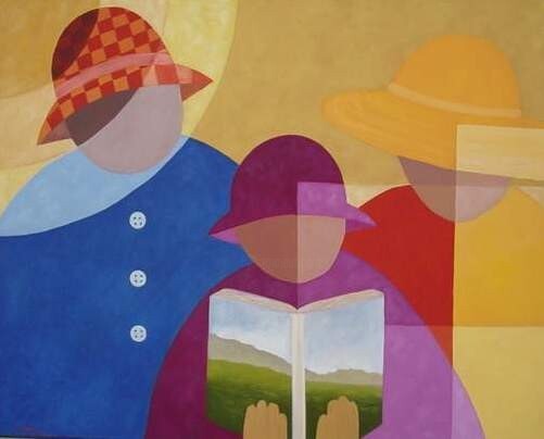 Pintura intitulada "Familia ost 80x100" por Nívia Muniz, Obras de arte originais