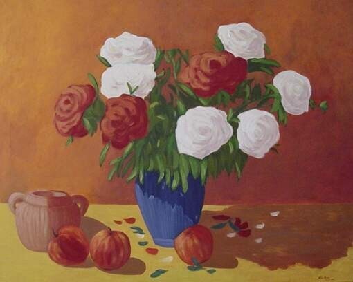 Painting titled "Vaso com Flores ost…" by Nívia Muniz, Original Artwork
