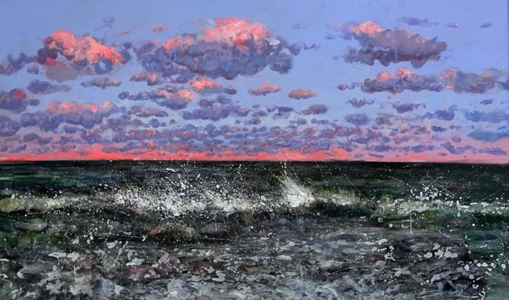 Schilderij getiteld "Caspian Sea" door Nizar Mammadov, Origineel Kunstwerk, Olie