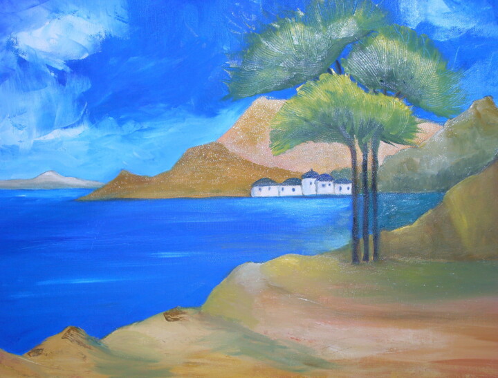 Painting titled "provence3-huile60x4…" by Nizard Dominique, Original Artwork, Oil