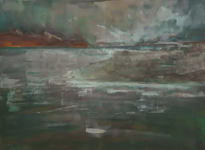 Painting titled "tempête sur le nord" by Nizard Dominique, Original Artwork, Acrylic