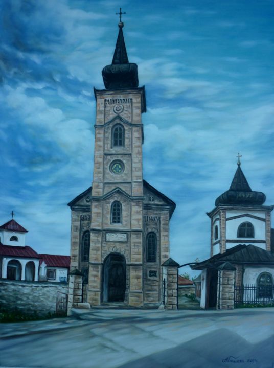 Pittura intitolato "Monastery of Vlasen…" da Njegos Arnaut, Opera d'arte originale, Olio