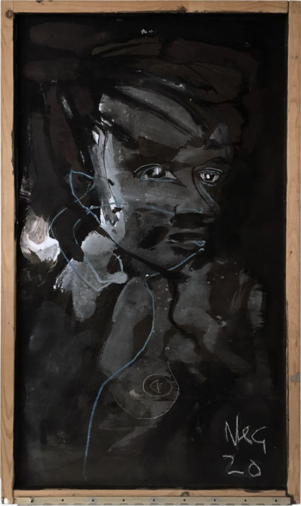 Peinture intitulée "Meuf qui se prend p…" par Valérie Nkogo Ndong, Œuvre d'art originale, Encre