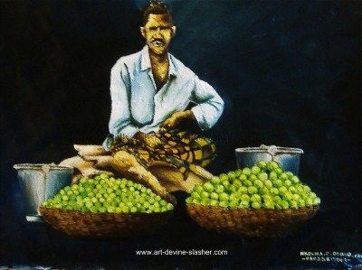 Painting titled "Lime seller" by Nkolika Obiako-Anyabolu, Original Artwork, Oil