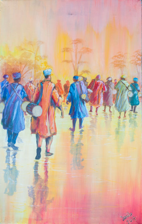 Pittura intitolato "The Afro Entertaine…" da Nkrumah Daniel, Opera d'arte originale, Acrilico