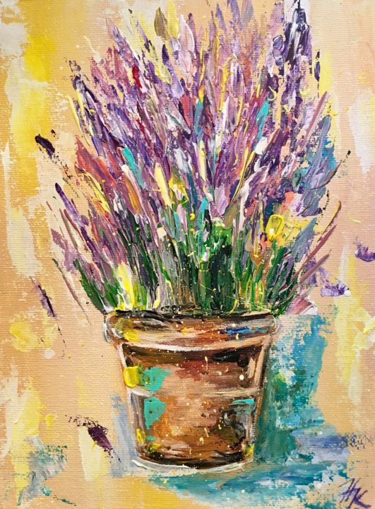 Painting titled "Lavender" by Natalia Kudlik, Original Artwork, Acrylic