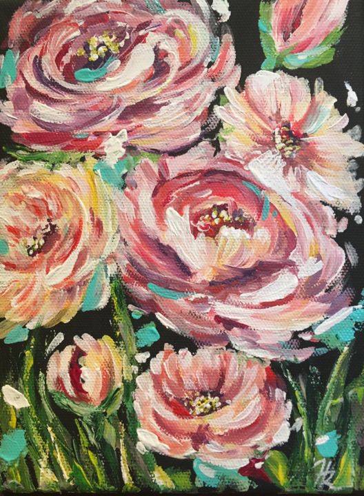 Painting titled "Peonies" by Natalia Kudlik, Original Artwork