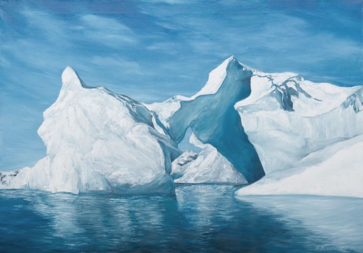 Painting titled "Iceberg" by Natalia Marinych, Original Artwork, Oil