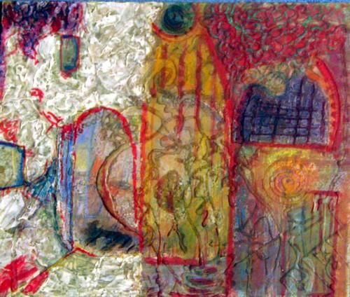 Malerei mit dem Titel "Courtyard" von Mjr., Original-Kunstwerk