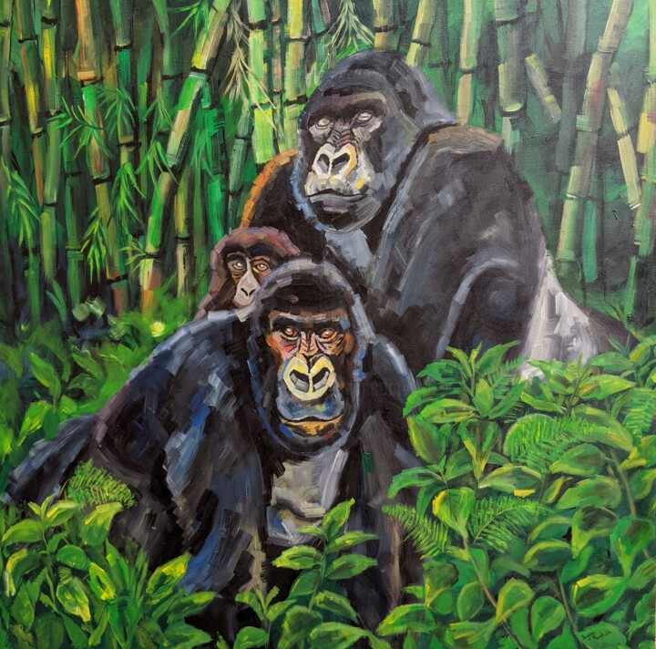 Painting titled "NO MORE EXTINCTION…" by Noah Bugingo, Original Artwork, Acrylic Mounted on Wood Stretcher frame