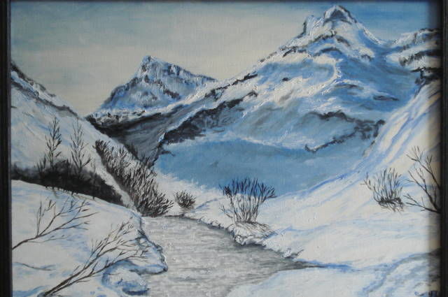 「montagnes enneigées」というタイトルの絵画 Daniel Nobécourtによって, オリジナルのアートワーク, オイル