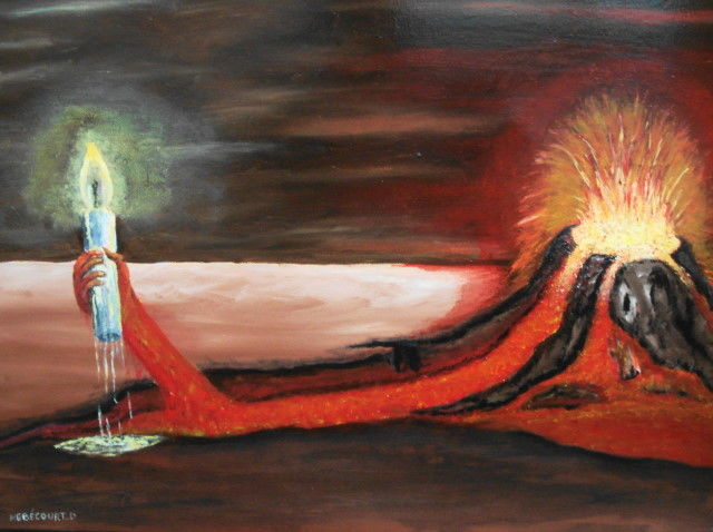 Peinture intitulée "volcan" par Daniel Nobécourt, Œuvre d'art originale