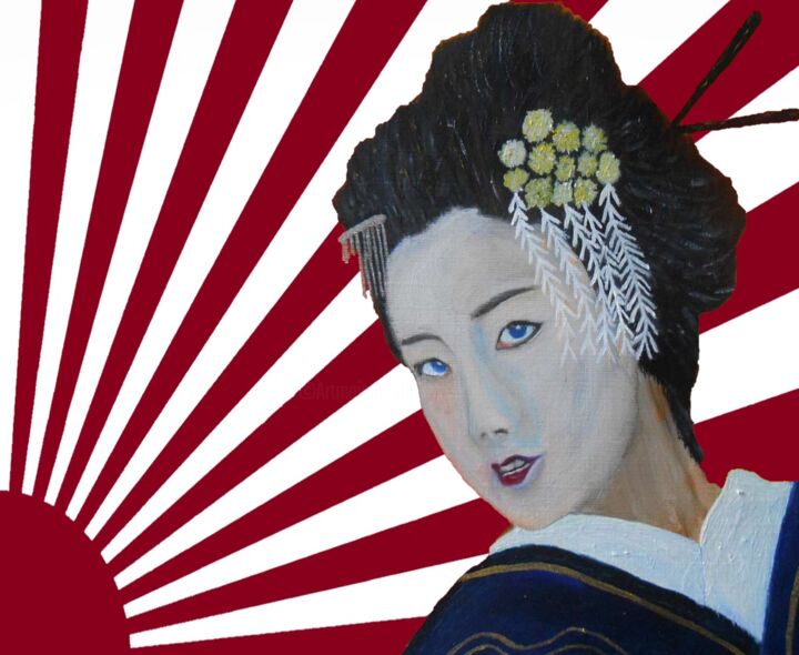 Peinture intitulée "geisha-du-soleil-le…" par W-Dagrou, Œuvre d'art originale,