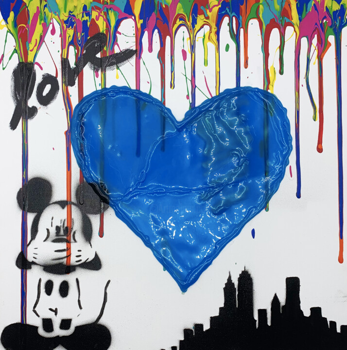 Malarstwo zatytułowany „Heart” autorstwa Nobody, Oryginalna praca, Akryl Zamontowany na Drewniana rama noszy
