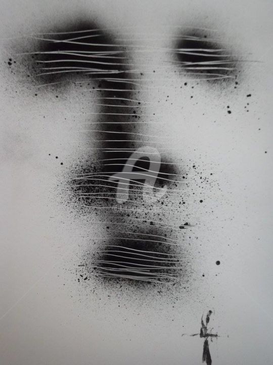 Drawing titled "Quoi donc?" by Noche, Original Artwork, Spray paint