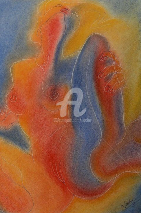 Dessin intitulée ""Nudité"" par Noche, Œuvre d'art originale, Pastel