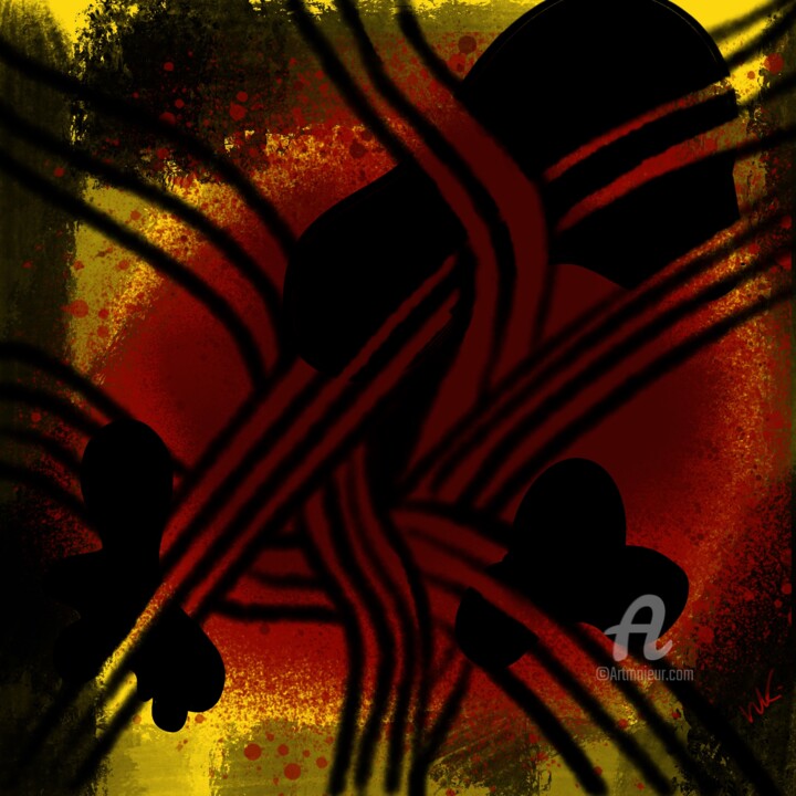 Digital Arts titled "Red and crazy - num…" by Nocturna, Original Artwork, Digital Painting